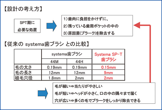 Systema SP-T 歯ブラシ設計の考え方の図